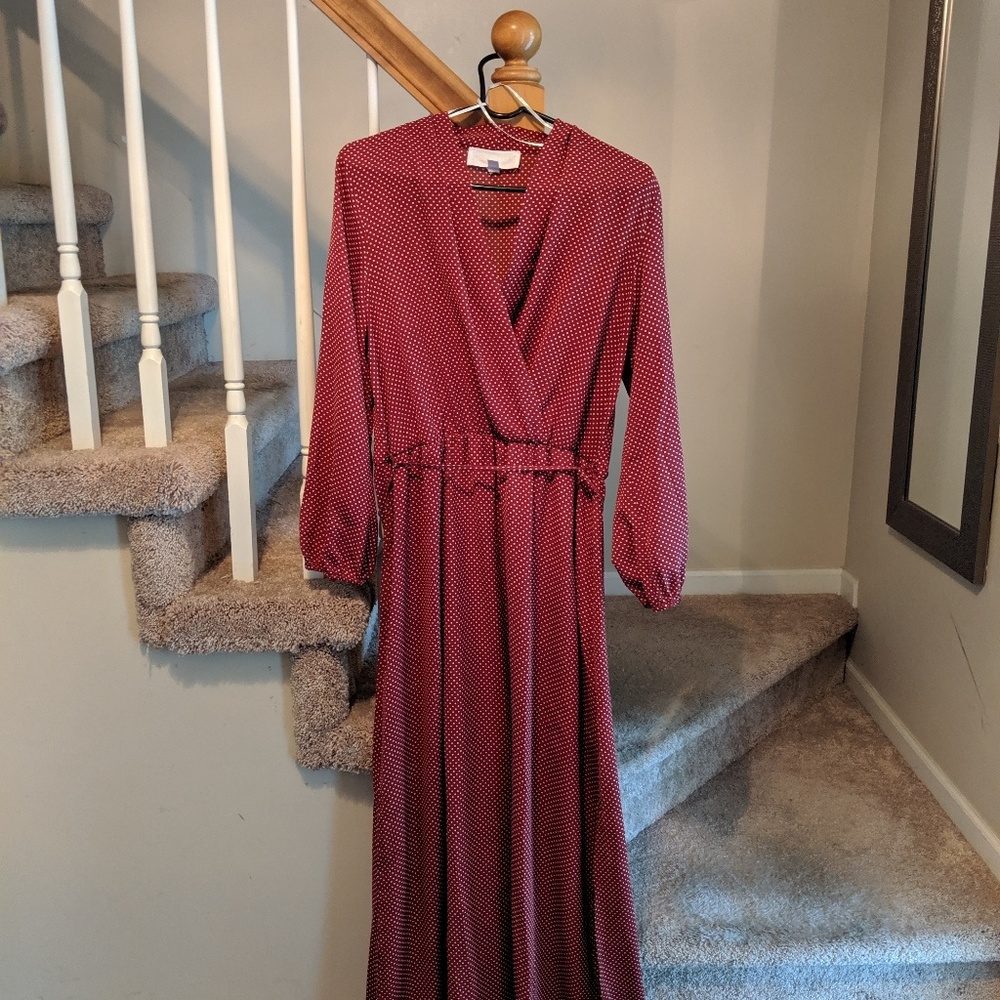 Superfox Brick Red polka dot maxi dress